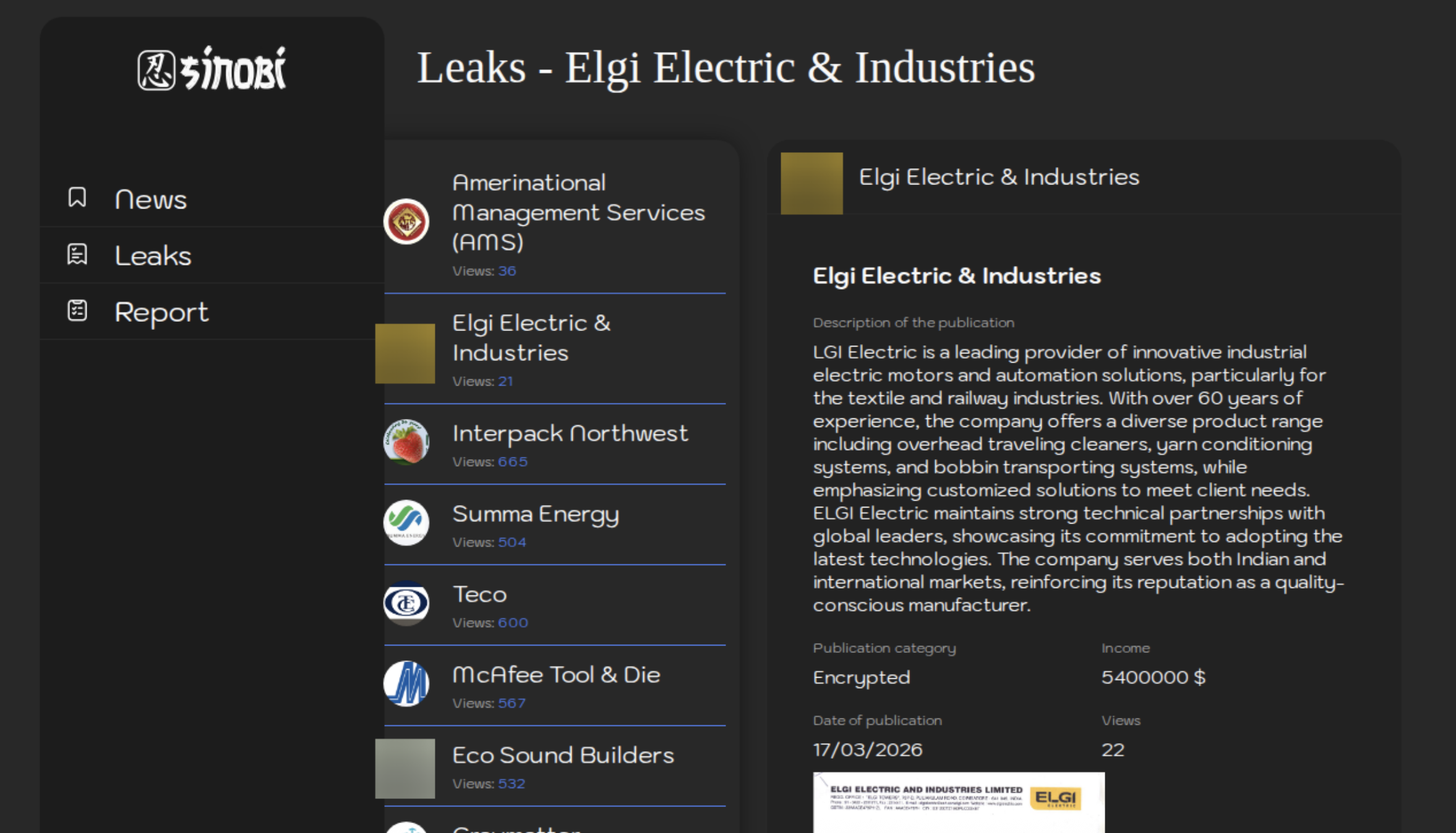 Evidence screenshot for Elgi Electric & Industries Limited