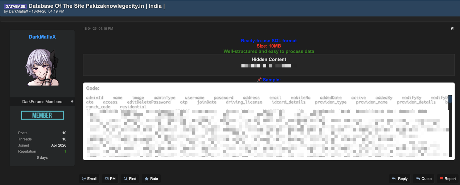 Evidence screenshot for Pakiza Knowledge City