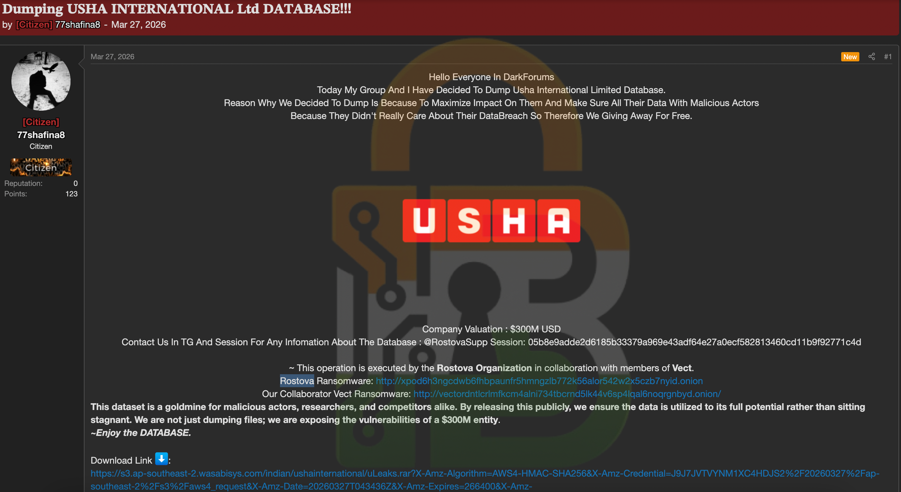 Evidence screenshot for USHA International Ltd