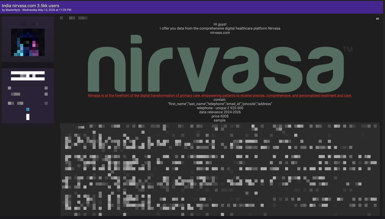 Evidence screenshot for Nirvasa